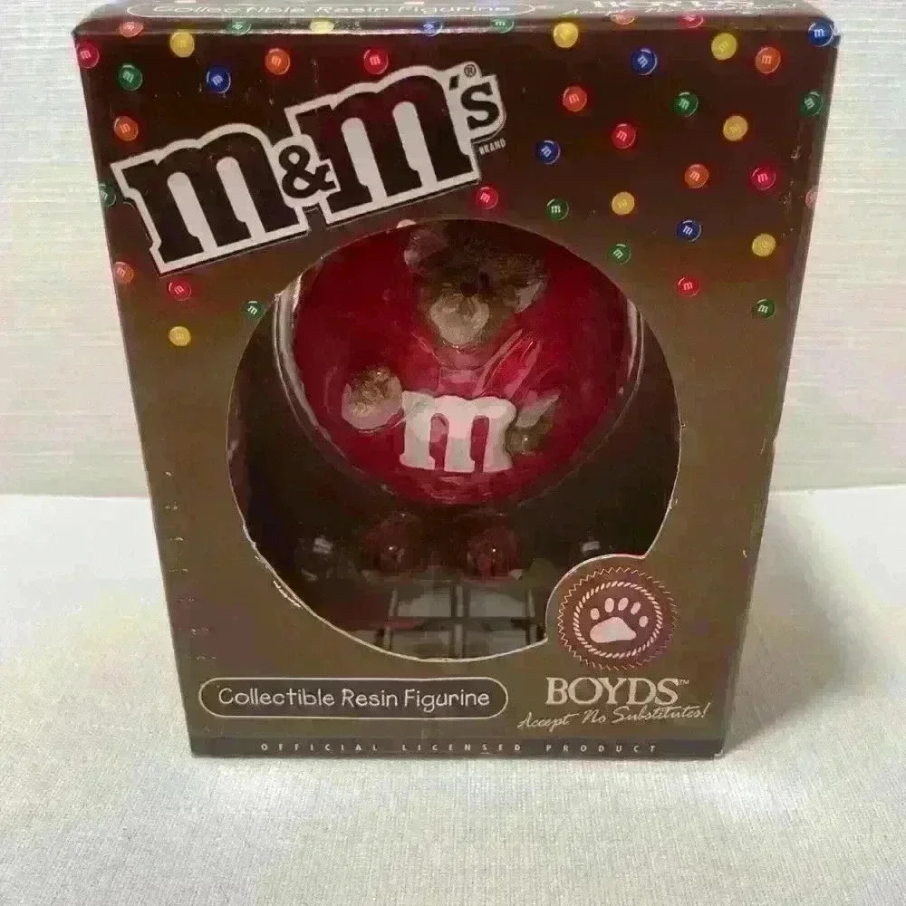 M & M’s Boyd’s Collectible 2005 NEW Resin Figurine Red Bear Peeker